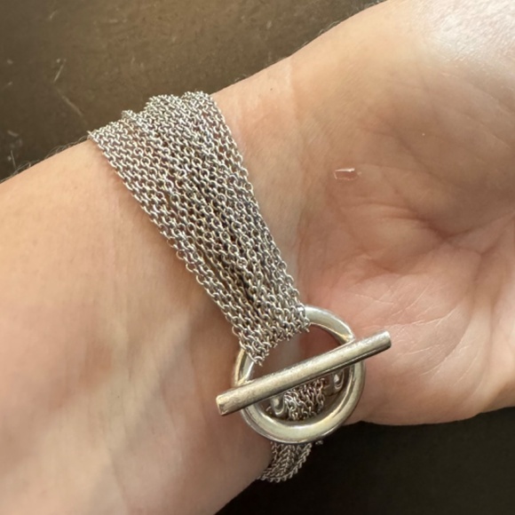 Tiffany & Co. Sterling Silver Multi-strand Open Heart toggle bracelet 7.0” - Picture 3 of 3